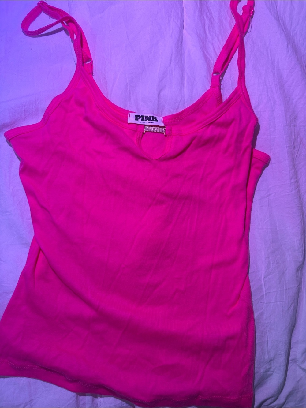 PINK Victoria's Secret Bright Pink Adjustable Strap Camisole